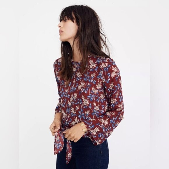 Madewell Bell-Sleeve Tie Top Blouse - Picture 10 of 16